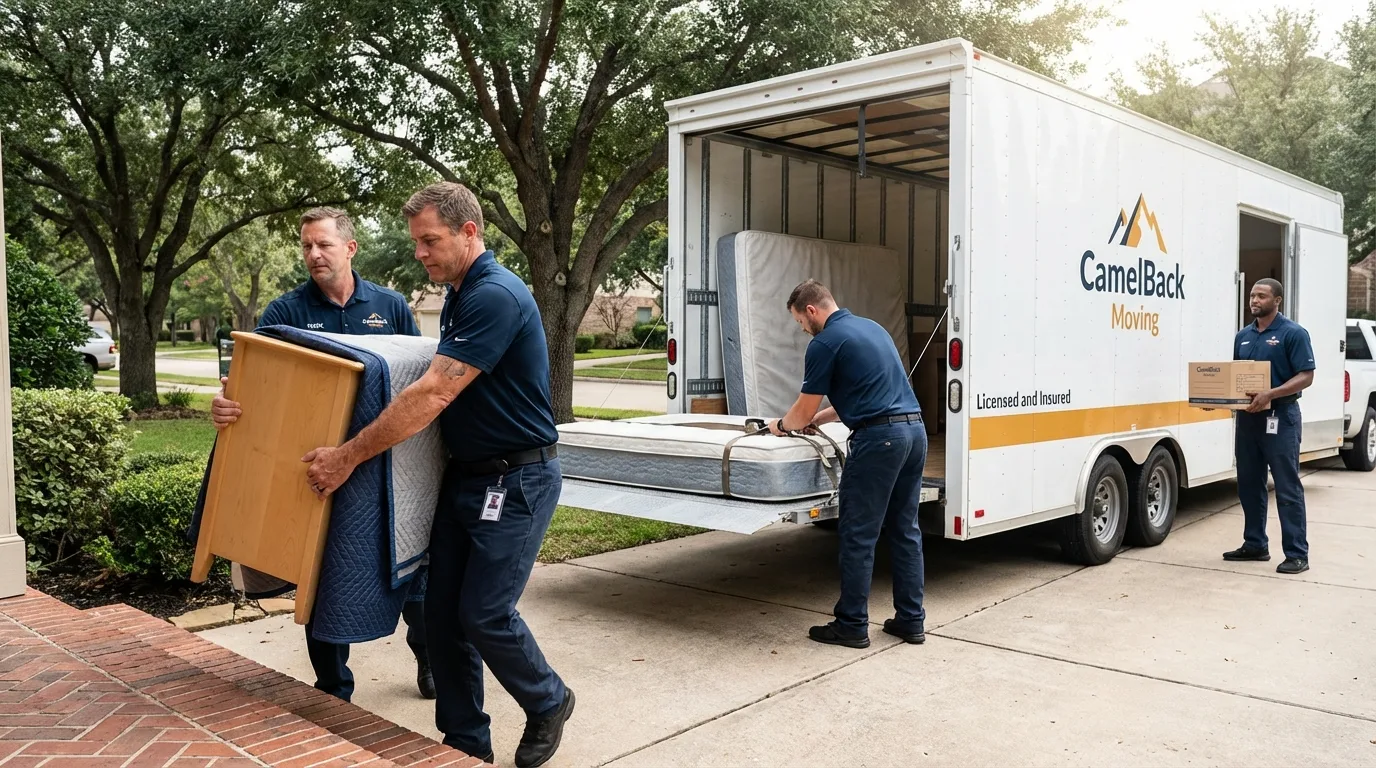 Crew loading residential truck for cross-state move from Lunenburg, MA